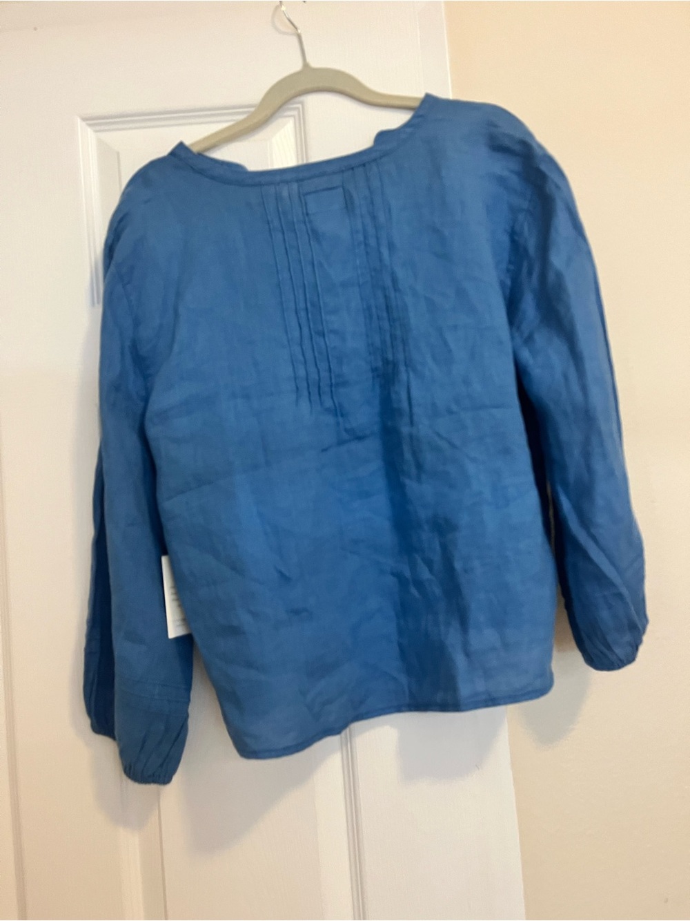 Sigrid Olsen Blue V-Neck Pintuck Linen Tunic - Picture 5 of 5